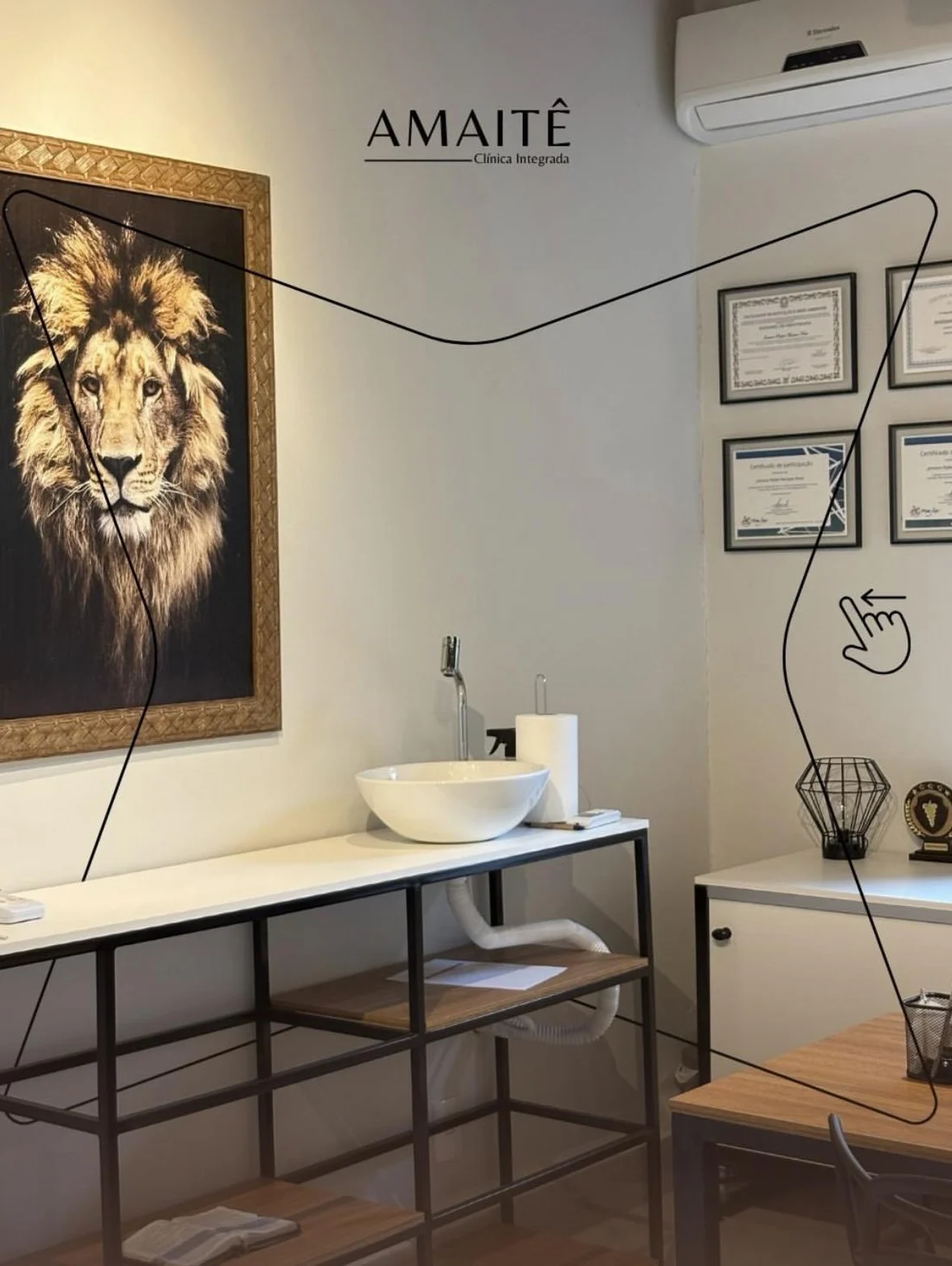 Detalhe de decoração da Amaitê Clínica Integrada
